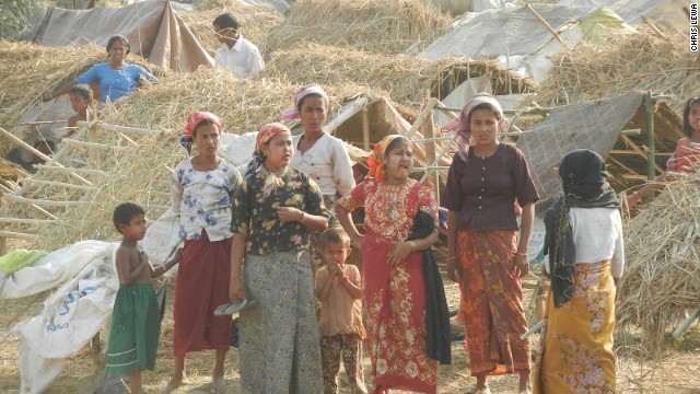 Muslim Rohingya people pictured at a makeshift camp in May this year near Sittwe, the capital of Rakhine state.