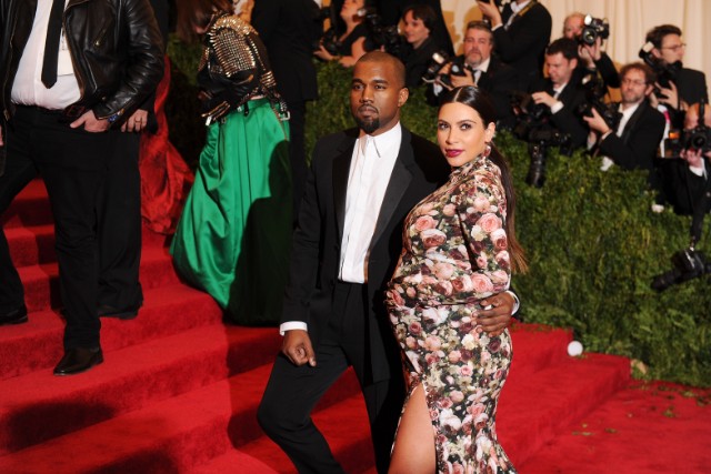 Kanye West and Kim Kardashian attend the Costume Institute Gala for the 'PUNK: Chaos to Couture' exhibition.