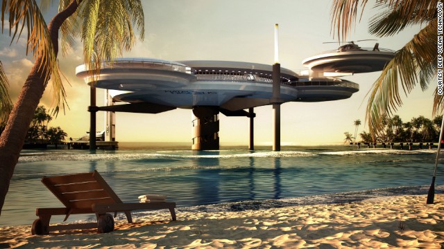 Futuristic underwater hotel