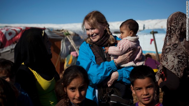 UNICEF Goodwill Ambassador Mia Farrow met with Syrian refugees in January 2013. 