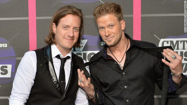 Musicians Tyler Hubbard, left, and Brian Kelley, right, of Florida Georgia Line