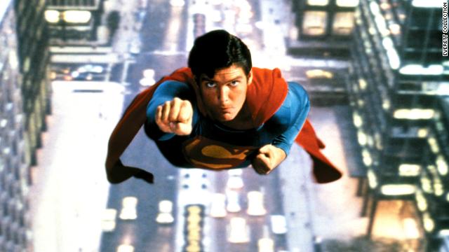 Christopher Reeve takes the title role in the 1978 movie "Superman."