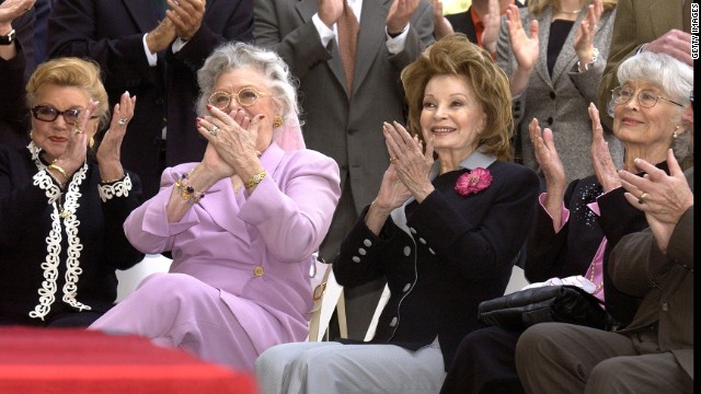 Williams, left, along with Ann Rutherford, Cara Sue Collins and Betty Garrett, attends a ceremony for Ted Turner's star on the Hollywood Walk of Fame on April 8, 2004. 