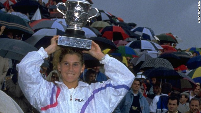 Monica Seles' career began in breathtaking fashion. In 1990, aged just 16 years and six months, the Yugoslavia-born starlet beat Steffi Graf to become the youngest French Open singles champion. After winning the year-end championships, Seles finished the season ranked No. 2 in the world.