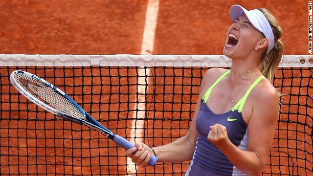 Russia's Maria Sharapova will defend her French Open title in the final against Serena Williams