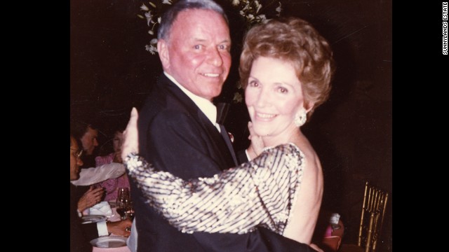 Frank Sinatra dances with first lady Nancy Reagan on New Years Eve in 1981.