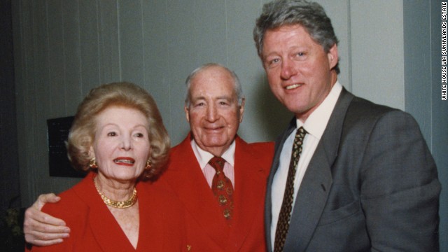 President Bill Clinton with Walter and Leonore Annenberg in 1995.