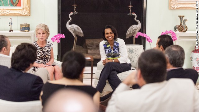 Former U.S. Congresswoman Jane Harman, left, and former Secretary of State Condoleezza Rice at Sunnylands during the U.S.-Mexico retreat in 2012.