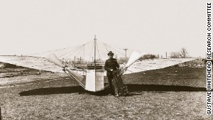 In this undated photo, Gustave Whitehead stands with his aircraft.