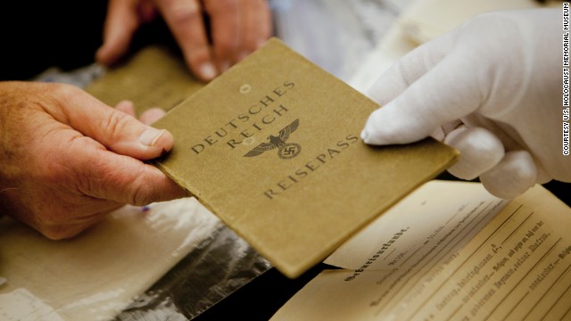 Holocaust survivor Ronand Nachum donated his parents' German passports during the stop in Los Angeles.