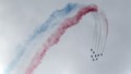 The Patrouille de France acrobatic team performs a flying display at the Paris International Air Show on June 24, 2011 at Le Bourget, near Paris.