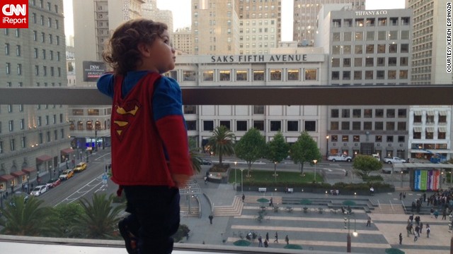 <a href='http://ireport.cnn.com/docs/DOC-978667'>Keren Espinoza</a> loves dressing her 19-month-old son, Jadon, as Superman. "I love to see him run and swing at the park. He looks like his cape really makes him fly," she said. She says Jadon's father is a huge comic book fan, and Jadon already has years worth of superhero memorabilia waiting to be passed down to him by his family. 
