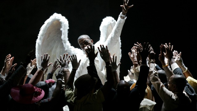 <strong>February 2006: </strong>A year after <a href='http://www.mtv.com/news/articles/1496909/ray-charles-wins-most-grammys-kanye-steals-show.jhtml' target='_blank'>his theatrical performance of "Jesus Walks"</a> at the Grammys, West posed as<a href='http://www.rollingstone.com/music/news/the-100-best-covers-the-passion-of-kanye-west-20060518' > Jesus Christ on the cover of Rolling Stone magazine</a> in February 2006. It was a move so controversial he later claimed, "I can't even get endorsements now. The ones that might have been open to me when I was just a cute kid in a Polo."