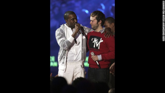 <strong>November 2006: </strong>Kanye really doesn't like losing, and he reminded us of that at the MTV Europe Music Awards in November 2006, when he stage-crashed Justice vs. Simian's best video win for "We Are Your Friends." Clearly, his video "Touch the Sky" should've won because "it cost a million dollars, and Pamela Anderson was in it."<a href='http://www.mtv.com/news/articles/1544794/kanye-had-sippy-sippy-before-emas.jhtml' > Having a "sippy sippy" pre-awards show</a> might convince one of such merits. 