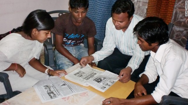 Chandni (left) with other members of the Balaknama quarterly working on their 10th Anniversary Edition.