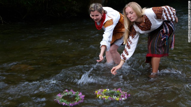 In Eastern Europe the solstice celebrations fall on Ivan Kupala Day, a holiday that has romantic connotations for many Slavs, "kupala" is derived from the same word as "cupid". In Ukraine it is common for girls to put wreathes on a river to attract eligible bachelors. 