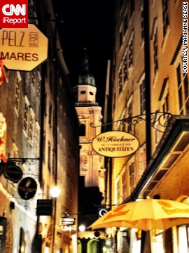 "The busy shops [and] bustling crowds of locals and tourists alike, along with the iron signs overhead, created a surreal, baroque atmosphere," said Marianne Sease of this small cobblestone street in <a href='http://ireport.cnn.com/docs/DOC-939234'>Salzburg</a>. "So easy to fall in love with the area!"