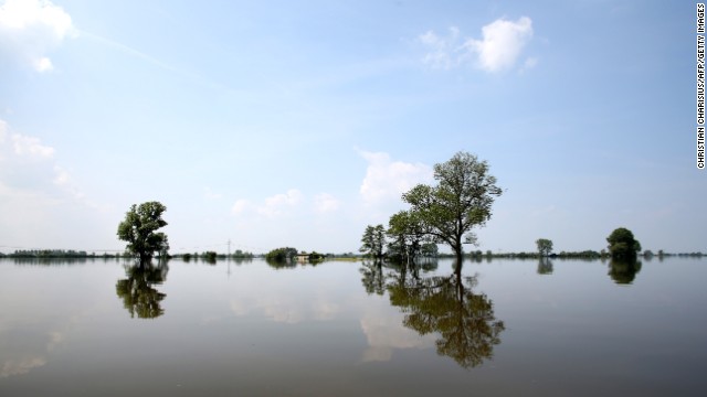 Trees are submerged in the waters of the Elbe River in Schoenhausen, Germany, on Wednesday, June 12. Heavy rain has left rivers swollen <a href='http://www.cnn.com/2013/06/11/world/europe/europe-flood/index.html'>across Central Europe</a>.