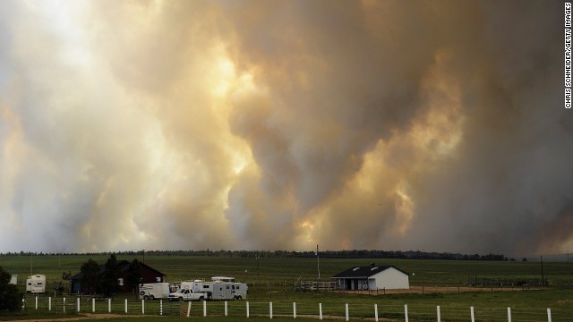 Smoke rises from the Black Forest Fire near Colorado Springs on June 12.