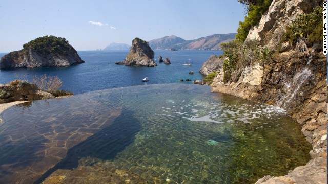 Italy's Isola de Li Galli delivers stunning Mediterranean scenery from a saltwater pool. The rocky island is just off the Amalfi Coast.