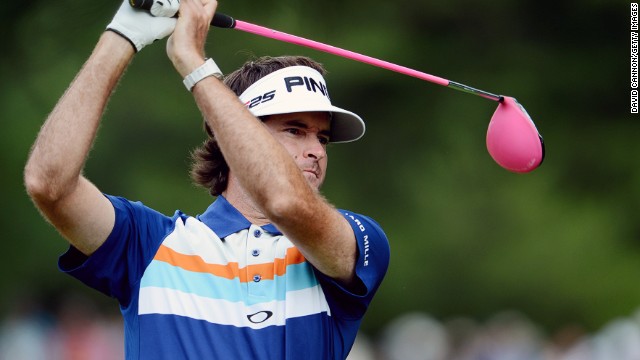 Bubba Watson of the United States hits his tee shot on the second hole during round two on June 14.