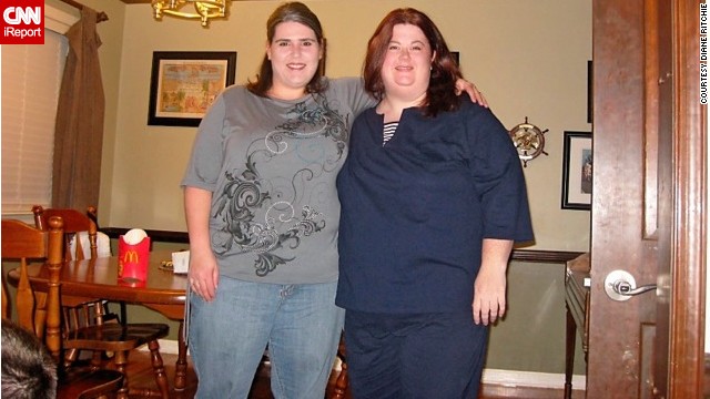 In February 2011, the friends were excited about having lost around 20 pounds each. Ritchie, left, then living in Chicago, and Moyer, who was in Virginia,offered each other support and encouragement via daily phone calls and occasional visits.