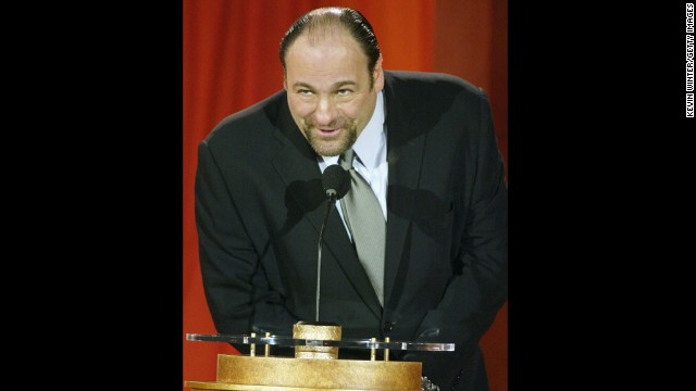 Gandolfini speaks at the 9th Annual Critics' Choice Awards gala at the Beverly Hills Hotel in 2004.