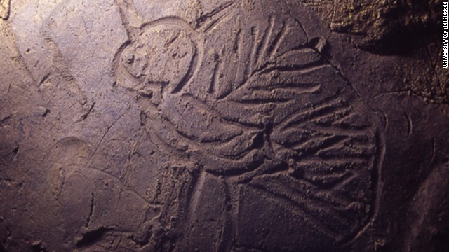 An image of a horned owl was impressed into the wet clay of Mud Glyph Cave, Tennessee, around 1300 AD. 