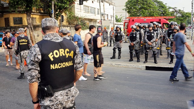 There was a heavy police presence on the streets in Rio before the match in response to the ongoing protests in Brazil.