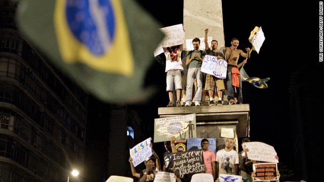 Brazilians protest against price hikes in Belo Horizonte on June 20.