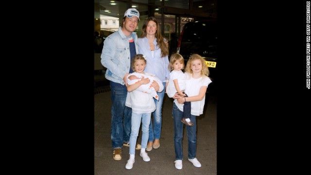Poppy Honey Rosie, Daisy Boo Pamela, Petal Blossom Rainbow and Buddy Bear Maurice. Those are the names chef Jamie Oliver and his wife, Jools, chose for their four children, seen here when the couple's son, Buddy, was a baby in September 2010. 