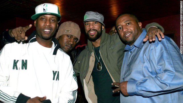 Kweli, here in 2003 with Kanye West, Common and Kevin Liles, then-executive VP of Island Def Jam, said he'd like hip-hop fans to know he has worked with the best. Among the big names on his new album are Busta Rhymes, Nelly, RZA and J. Cole.