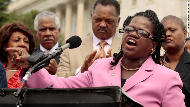 Lawyers' Committee for Civil Rights Under Law Executive Director Barbara Arnwine speaks during a news conference to voice opposition to state photo ID voter laws with the Rev. Jesse Jackson and members of Congress at the U.S. Capitol July 13, 2011.