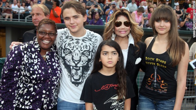 LaToya Jackson and Michael's kids pose with the mayor of Gary, Indiana, Karen Freeman-Wilson, in 2012.