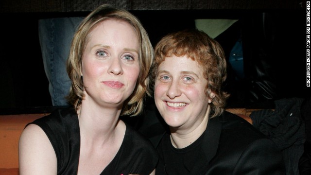 "Sex and the City" star Cynthia Nixon, left, started dating activist Christine Marinoni in 2004. The couple got engaged in 2009 and married in 2012. 
