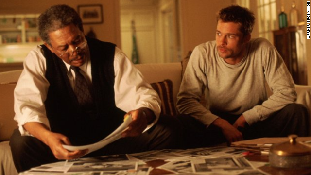 Unlike many other buddy cop movies, Brad Pitt, right, and Morgan Freeman were involved in a case that was no laughing matter. This 1995 smash with a creepy turn by Kevin Spacey, stays with you if you see it. (What was in that box?)