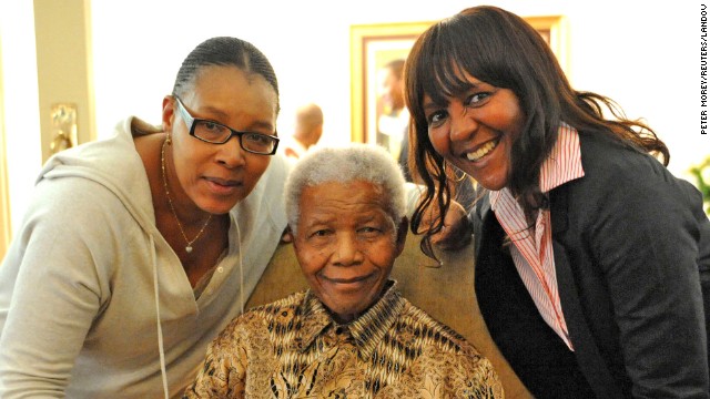Mandela casts his ballot for the 2011 elections in South Africa with his daugher Princess Zenani Dlamini, left, and granddaughter Ndileka Mandela.