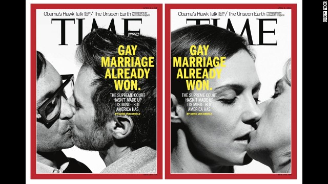 Time magazine's April 8, 2013, double cover drew controversy as the U.S. Supreme Court took up two cases centered on same-sex marriage laws.