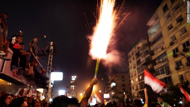 Protesters set off fireworks on June 30 outside the presidential palace. 