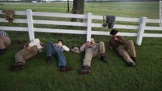 Participants in the event take a break on June 29.