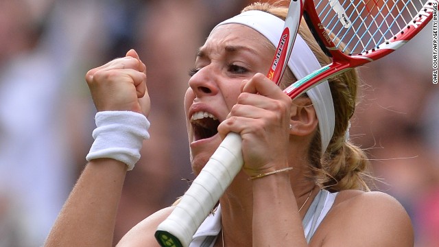 Sabine Lisicki was overcome with emotion after hitting the winning shot in her fourth round match against defending champion Serena Williams.