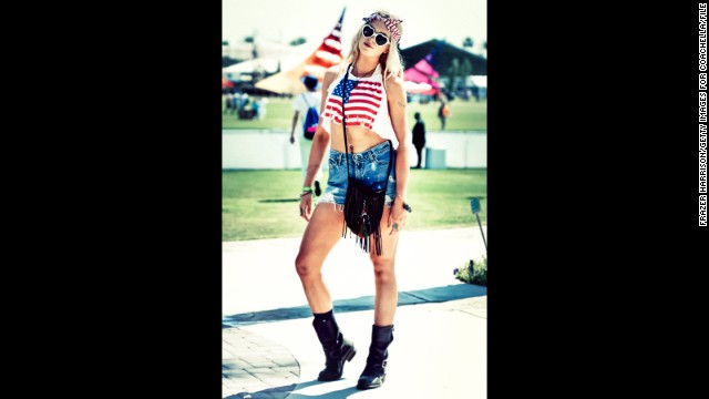 Ireland Baldwin, daughter of Alec Baldwin and Kim Basinger, gives the flag a saucy-style upgrade for the Coachella Valley Music &amp; Arts Festival in April in Indio, California. 