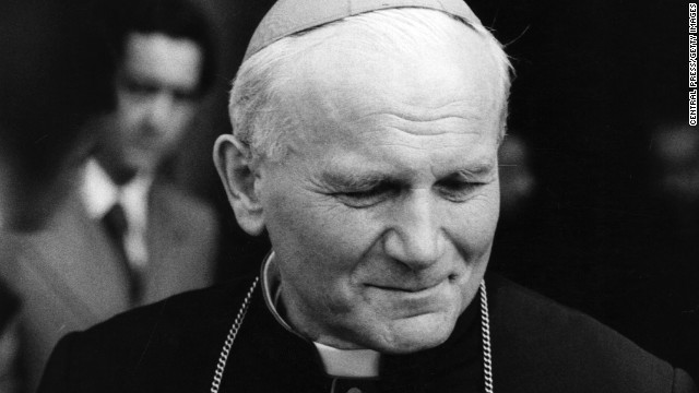 The Roman Catholic Church will declare <a href='http://www.cnn.com/2013/07/02/world/pope-john-paul-ii-fast-facts/index.html'>Pope John Paul II</a> a saint, the Vatican announced Friday, July 5. The Polish-born pope, pictured in 1978, was fast-tracked to beatification after his death in 2005 and was declared "blessed" barely six years later -- the fastest beatification in centuries. Here's a look at the <a href='http://www.catholicnews.com/jpii/stories/story16.htm' target='_blank'>most widely traveled pope</a> and his journeys around the world: