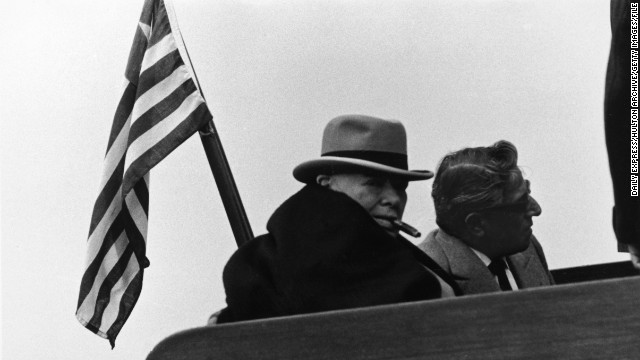 It wasn't just screen sirens schmoozing on board. British Prime Minister Winston Churchill (pictured) also met U.S. President John F Kennedy for the first time on the yacht.