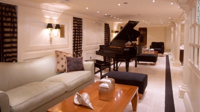 The luxury lounge area still has the original piano where Maria Callas and Frank Sinatra would entertain guests.