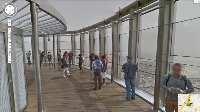 Users can wander through the building from the lower levels up to the observation deck on the 124th floor. The tools for navigating through the building will be familiar to anyone who has used Google Street View. But on the left-hand side of the screen there is an extra widget which allows users to select the floor they wish to explore.