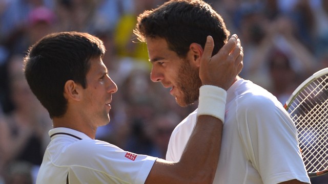 The mutual respect between Djokovic and Del Potro is obvious at the end of their epic clash on Centre Court. 