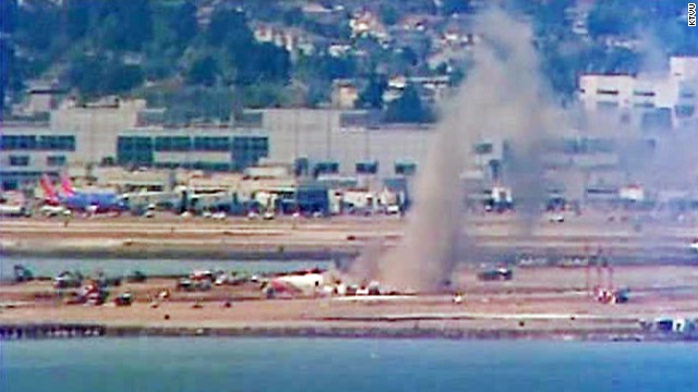 Smoke rises from the runway on July 6.