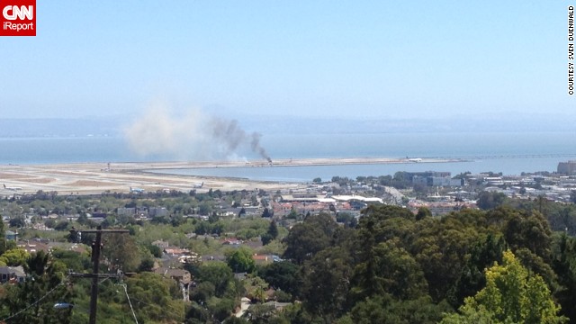 iReporter Sven Duenwald was at home on July 6 when he saw smoke rising into the air near the San Francisco International Airport.