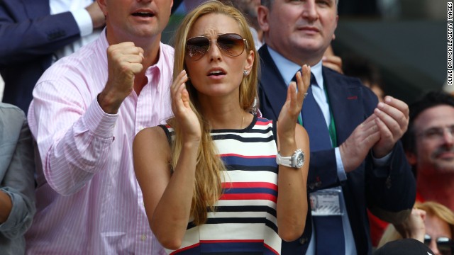 Jelena Ristic, the girlfriend of Djokovic, leads the cheers for her man who appeared to struggle against Murray in the opening two sets.